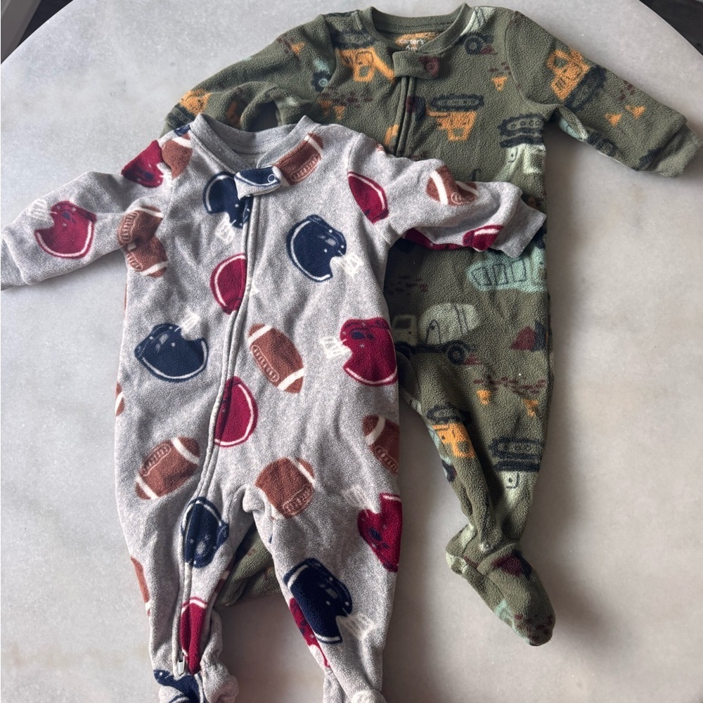 Carter's Kids One Piece Footies - Gray and Green